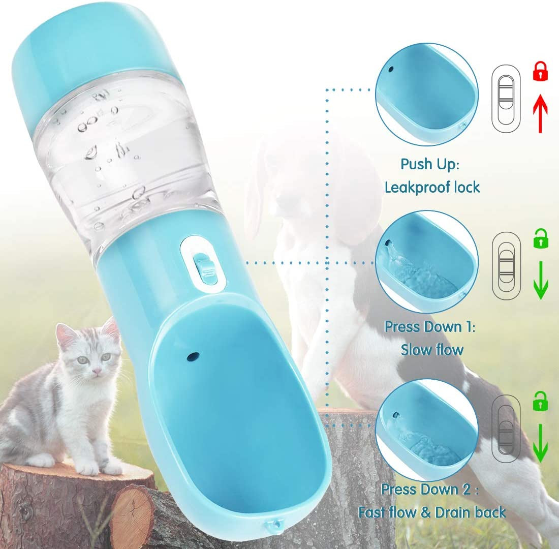 Dog Water Bottles for Walking, Travel Pet Water Bottle with Pouch for Dogs, Portable Dog Water Bottles Dispenser for Hiking Outdoor Activities (Blue)